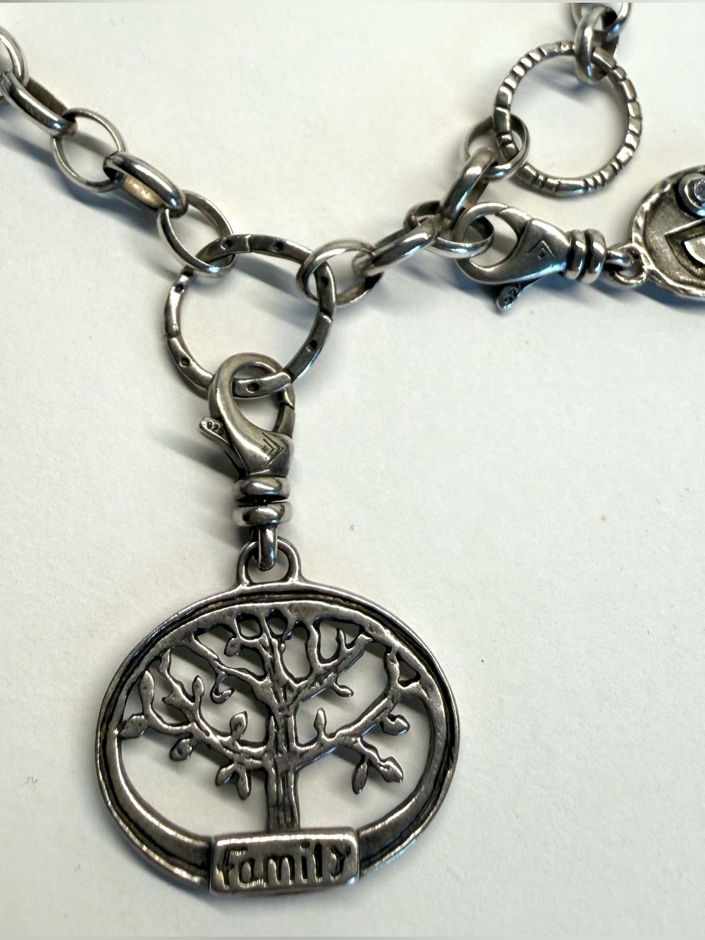 Silpada Sterling Silver Family Tree Charm Pendant Lobster Clasp